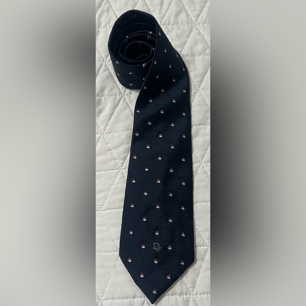 Christian Dior Monsieur Santa Tie Polyester and Silk Made in USA